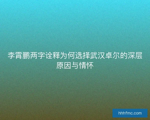 李霄鹏两字诠释为何选择武汉卓尔的深层原因与情怀 李霄鹏两字诠释为何选择武汉卓尔的深层原因与情怀